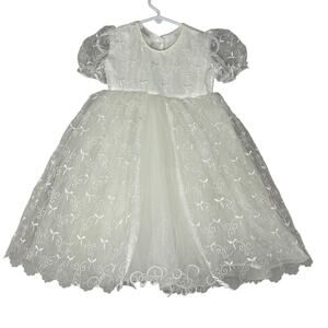 Vintage Girls Formal Dress Christening Baptism Gown Size 2 Made In USA